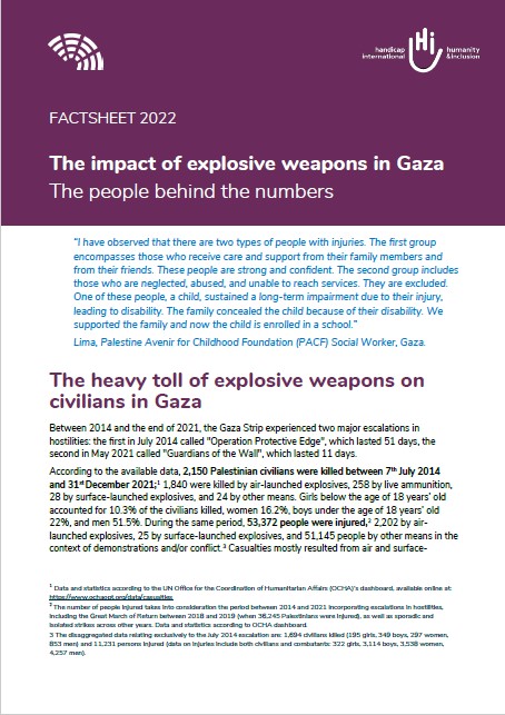 Cover of the factsheet The impact of explosive weapons in Gaza