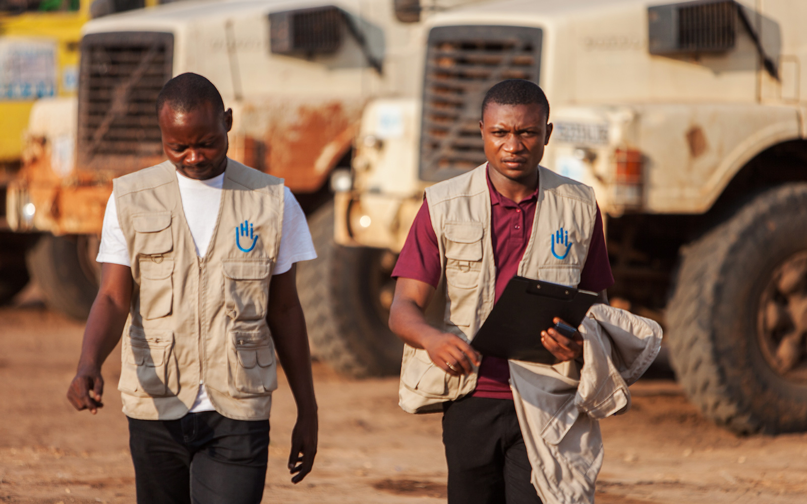 DRC, Edouard and Sylvain of the HI logistics platform project set up in response to the Kasai humanitarian crisis. DRC, Edouard and Sylvain of the HI logistics platform project set up in response to the Kasai humanitarian crisis.
