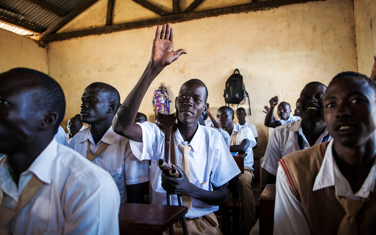Kenya, Dak Pok, sud soudanais suit des cours à l’école Bantu au camp de réfugiés de Kakuma.