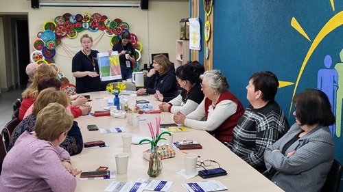 Psychologists of the CF Angels of Salvation during a group MHPSS session for displaced people in the village of Mala Danylivka, Kharkiv region, March 2026 