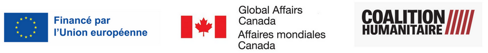 Banner with logos of the European Union, Global Affairs Canada and the Coalition Humanitaire