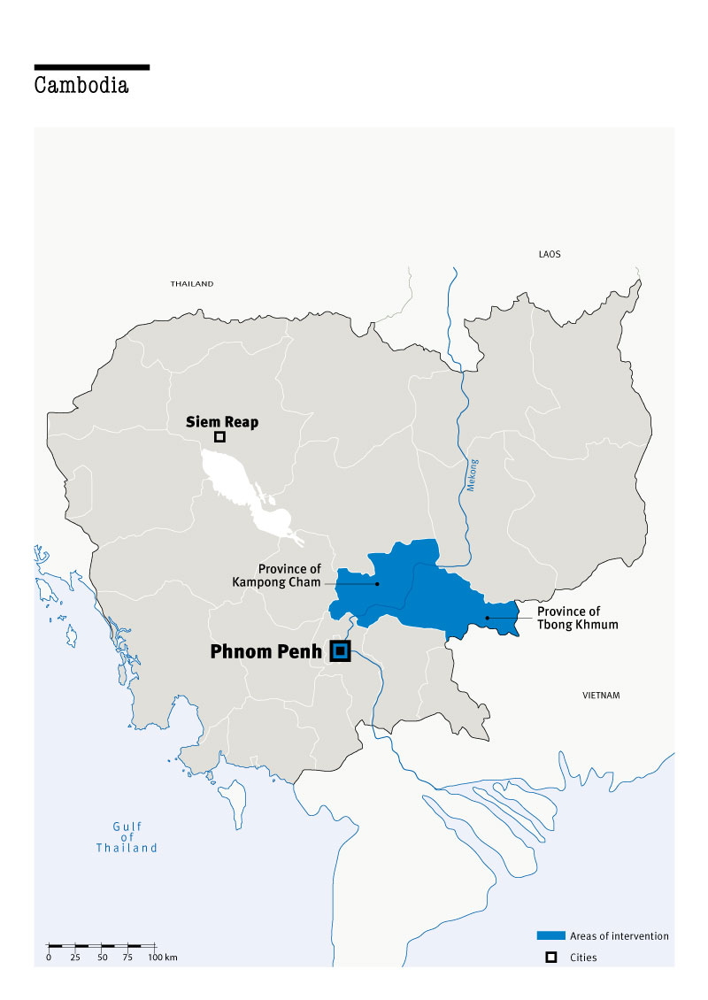 Map of Humanity & Inclusion's interventions in Cambodia