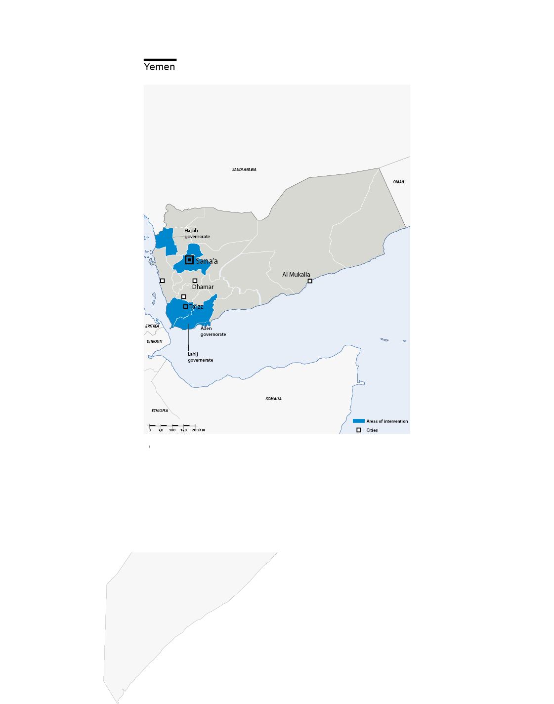 Map of Humanity & Inclusion's interventions in Yemen