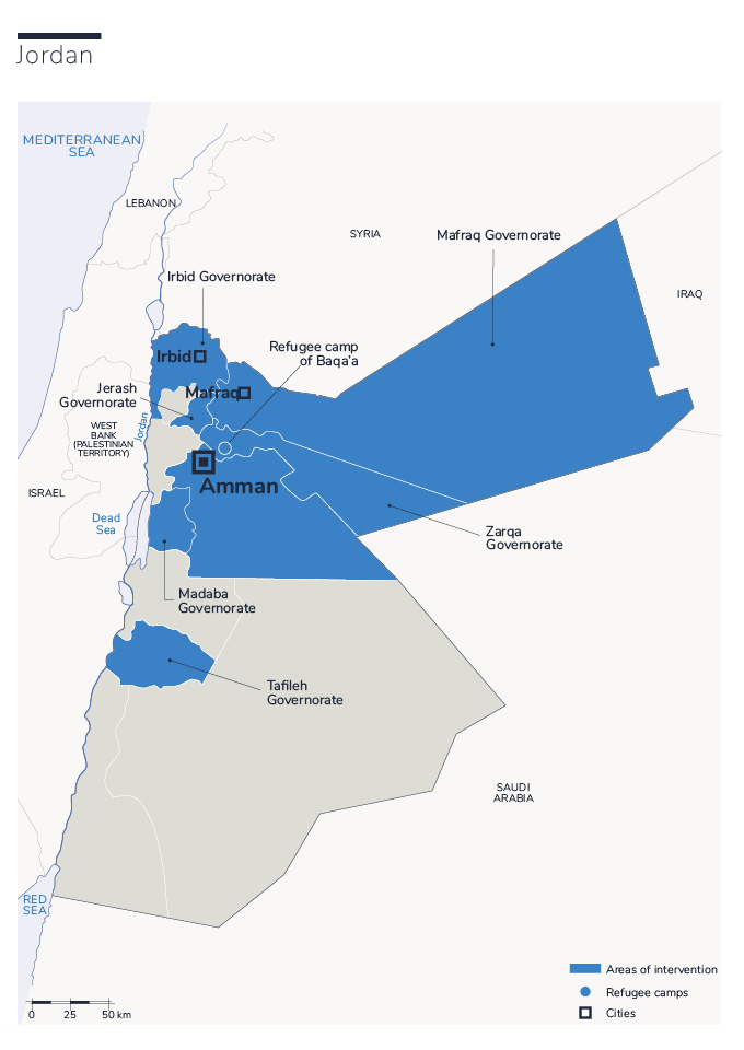 Map of HI intervention in Jordan