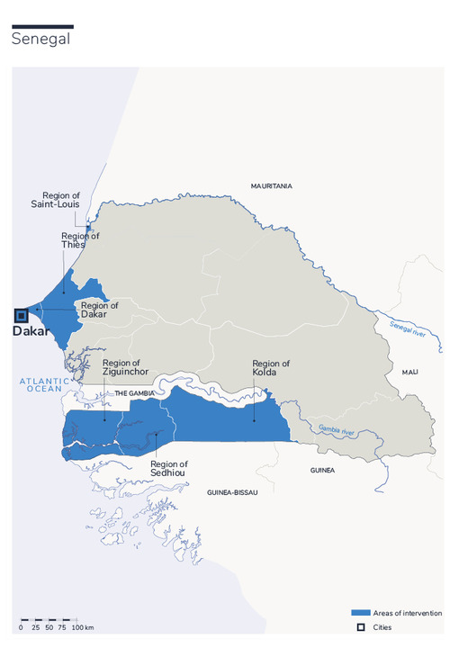 Carte des interventions de HI Sénégal