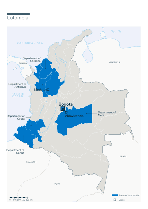 Carte des interventions de HI en Colombie