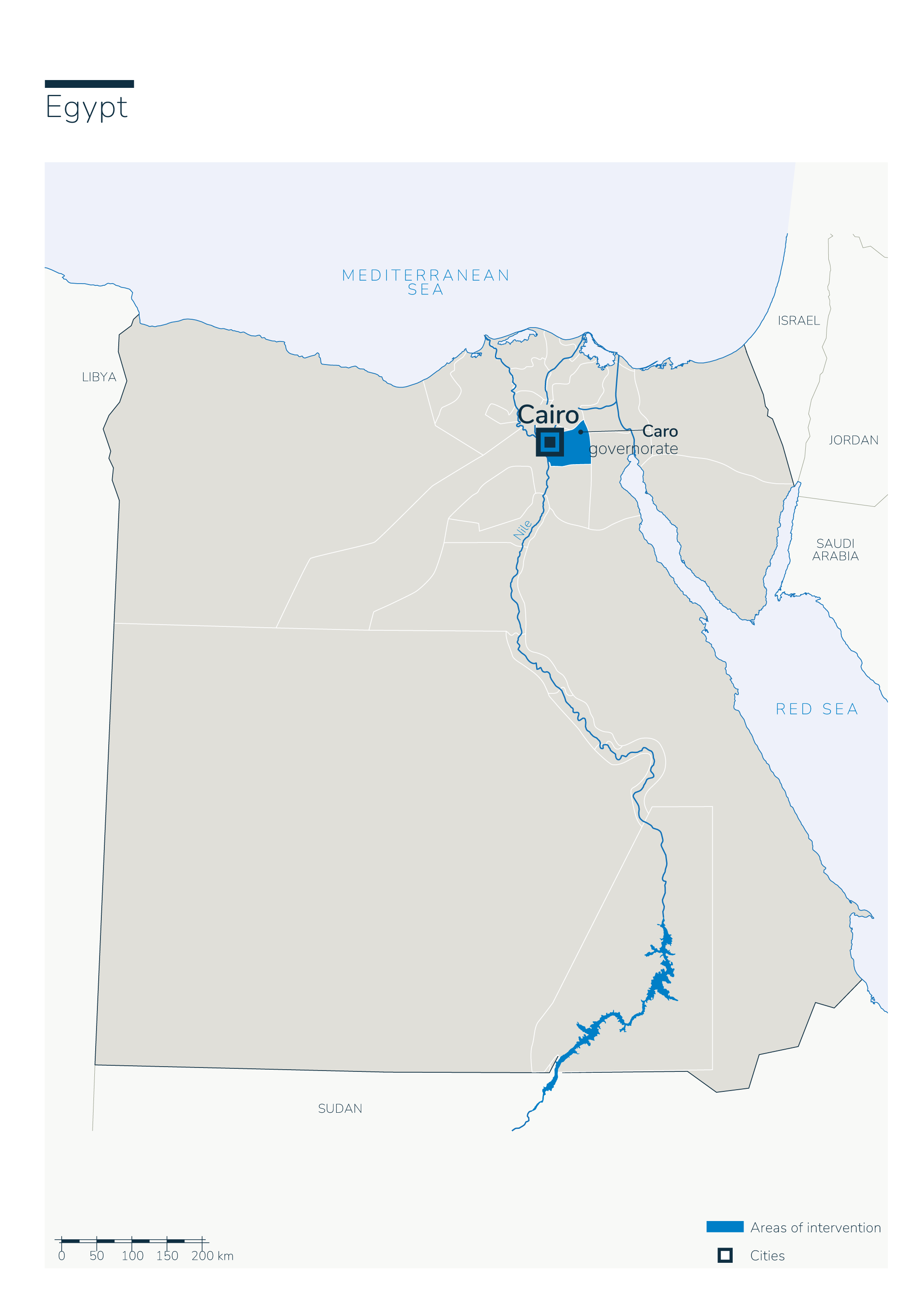 Carte des interventions de HI en Egypte