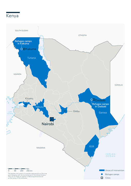 Carte des interventions de HI au Kenya