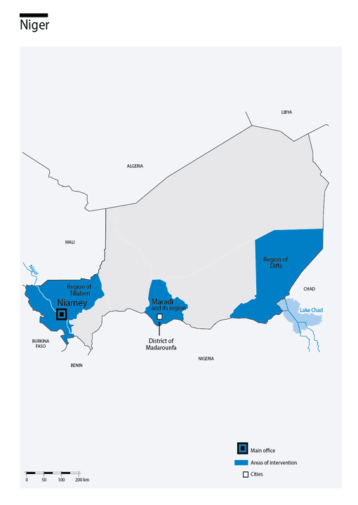 Carte des interventions de HI au Niger