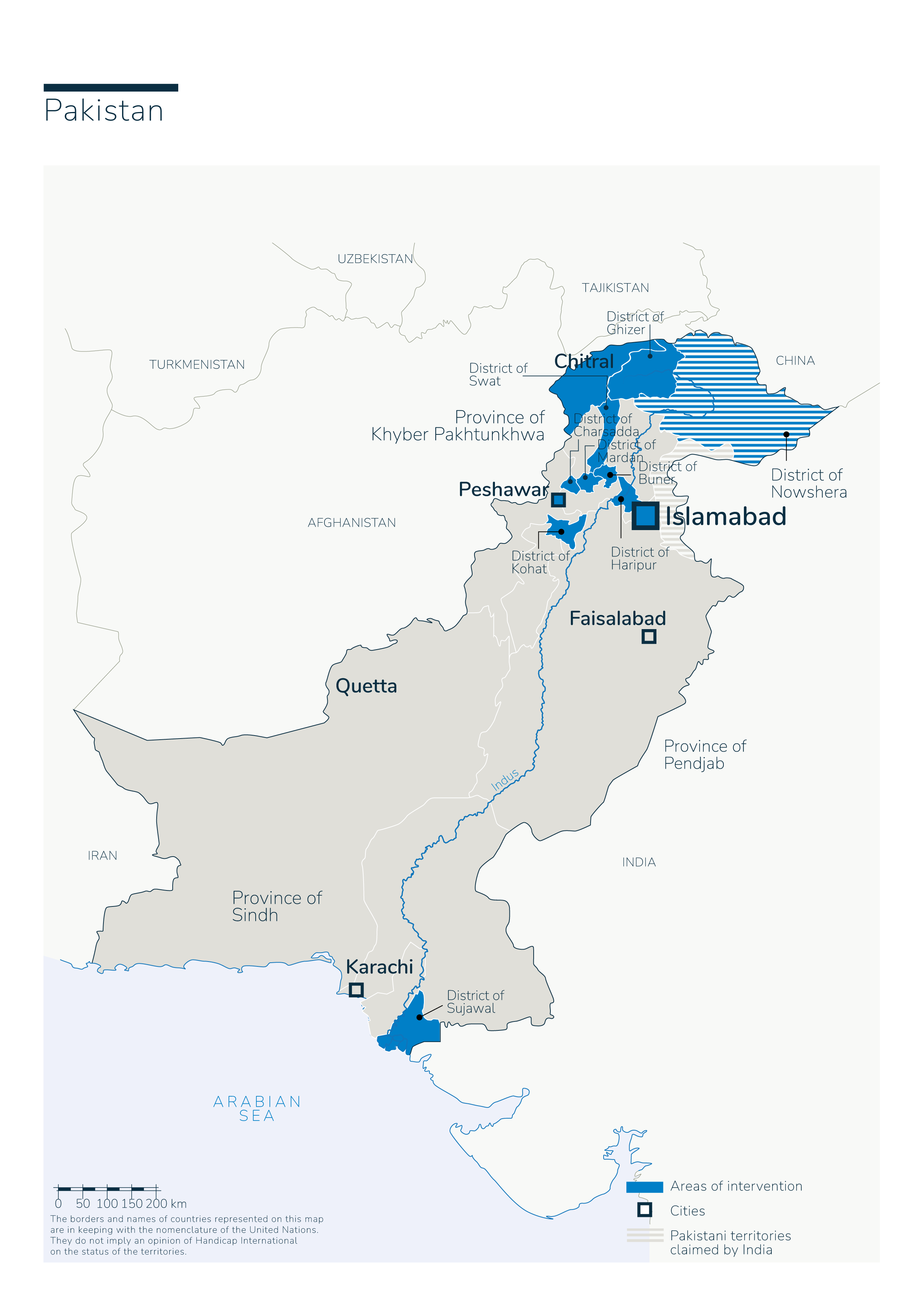 Map of HI's interventions in Afghanistan Pakistan