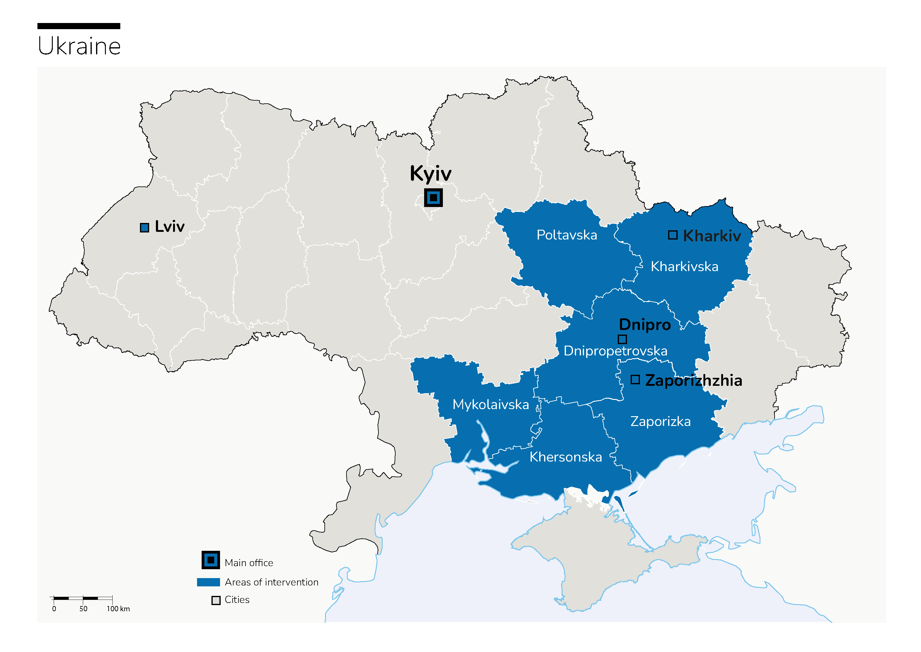 Map of HI operations in Ukraine