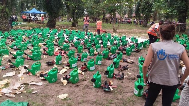 Preparation of vegetable growing kits as part of a food security project in Kasai province, DRC.; }}