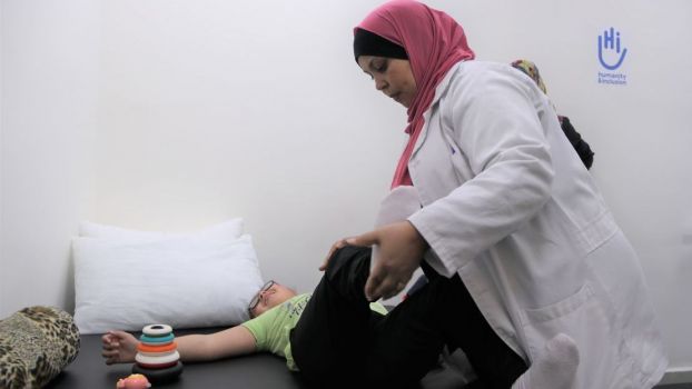 8-year old Judy receives physical therapy services from HI’s rehabilitation specialists in Amman, Jordan. © D.Ginsberg / HI; }}